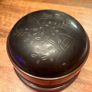 Vintage Japanese Bento Box Rice Serving Container Lacquered Wood 4” X 2.5”